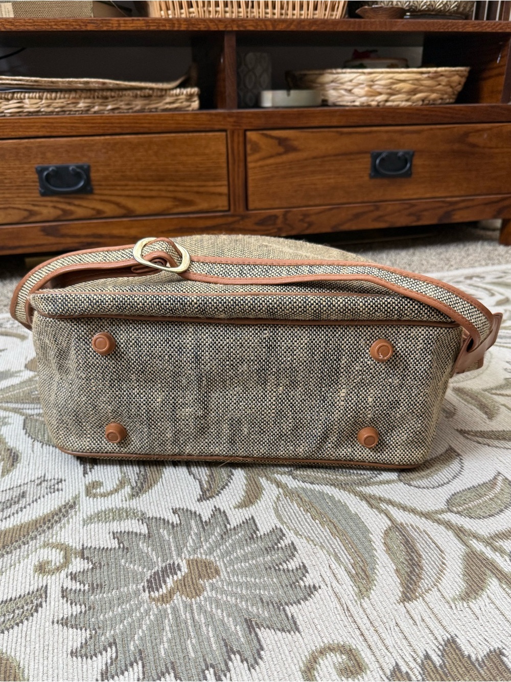 Vintage Samsonite Shoulder Bag Travel Carry On Overnighter Tweed 70s 80s - Picture 7 of 10